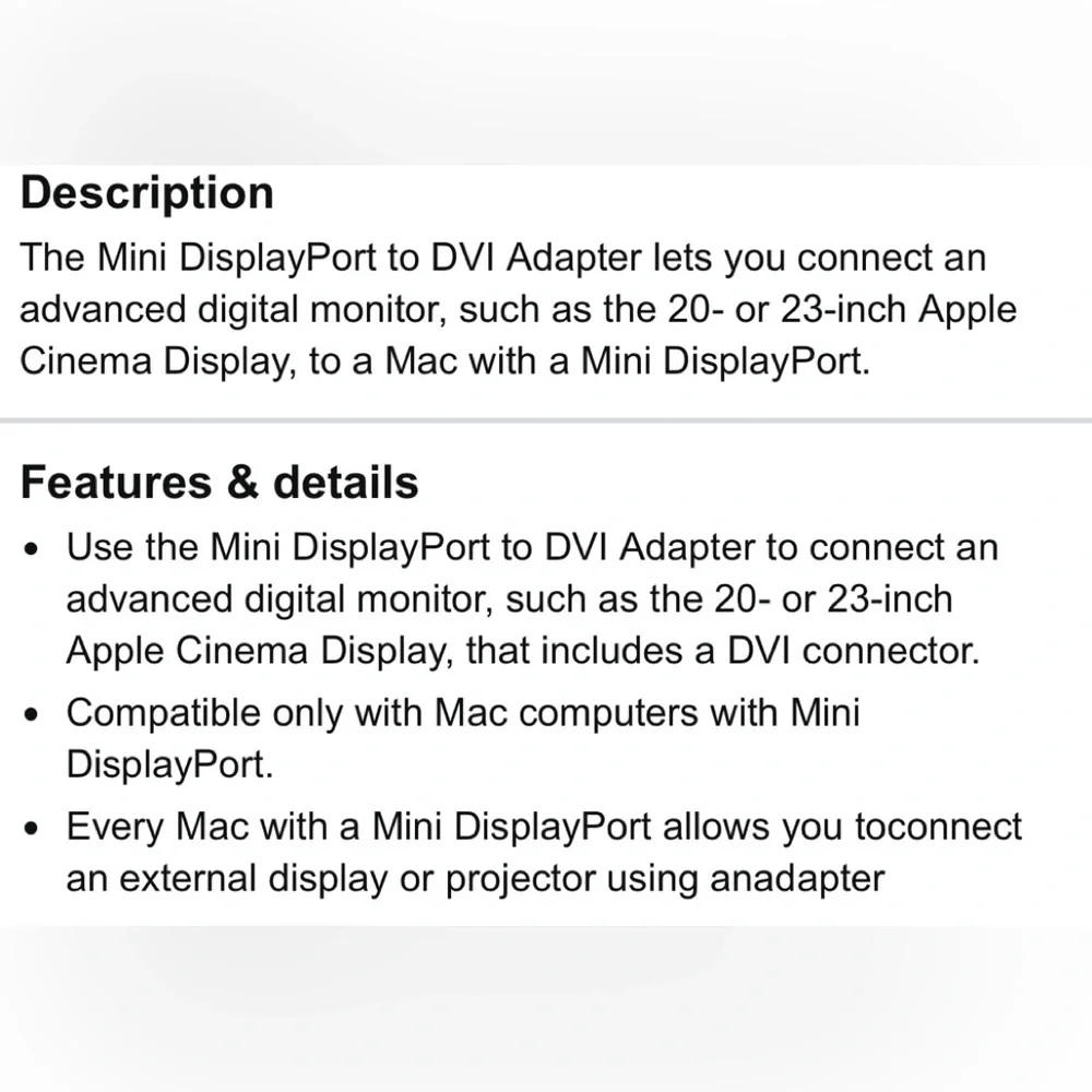 Apple MB570Z/B Mini DisplayPort to DVI Adapter